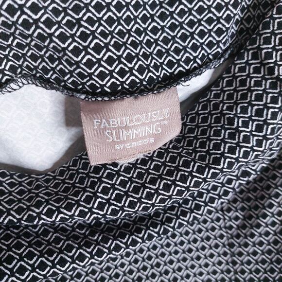 Chico’s So Slimming Womens 1.5 Black White Geo Ankle Pants Trousers Medium 10 - Picture 5 of 6